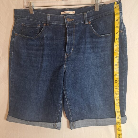 Levi's Blue‎ Bermuda Shorts Cotton Blend Size 33 Zip Solid Denim Women's - Picture 8 of 12